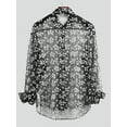 thumbnail image 4 of INCERUN Men's Long Sleeve Mesh See Through Casual Party Night Club Fancy Dress Shirt, 4 of 12