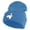 Sky Blue, variant on Bowling Pins Iron on Patched 12 Inch Long Knitted Beanie - Heather Charcoal OSFM