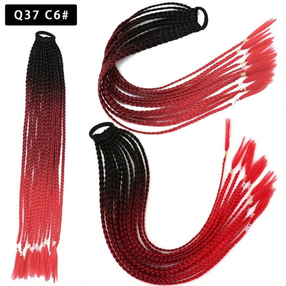 XmhyTop 2Pcs Vibrant Multi-Color Braided Ponytail Extensions, Elastic Band Secure Synthetic Hairpieces, Fun Styling for Crazy Hair Day, Women's Fashion Accessories，F