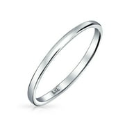 Simple Minimalist Thin Stackable 925 Sterling Silver Couples Wedding Band Ring for Men for Women 2MM