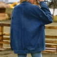 thumbnail image 6 of Women Button Up Jacket Long Sleeve Drop Shoulder Turn Down Collar Loose Outerwear with Large Pockets Dark Blue XL, 6 of 6