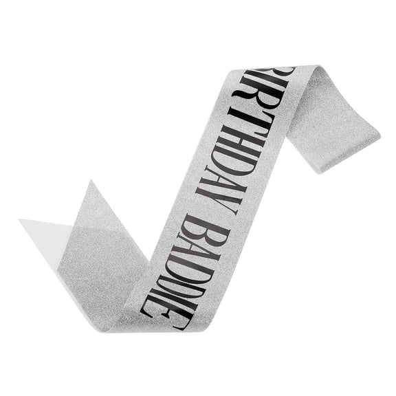 Uxcell Birthday Baddie Sash with Pin Black Foil Lettering Party Favors Supplies Decorations Accessories for Women Costume Gifts Sweet Birth Day, Silver