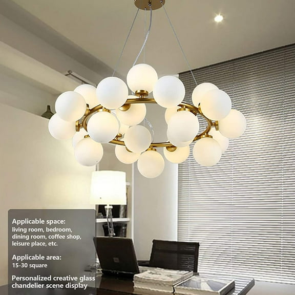 FETCOI Modern Ceiling Light 25 Round Glass Chandelier Bedroom Ceiling Light Fixtures