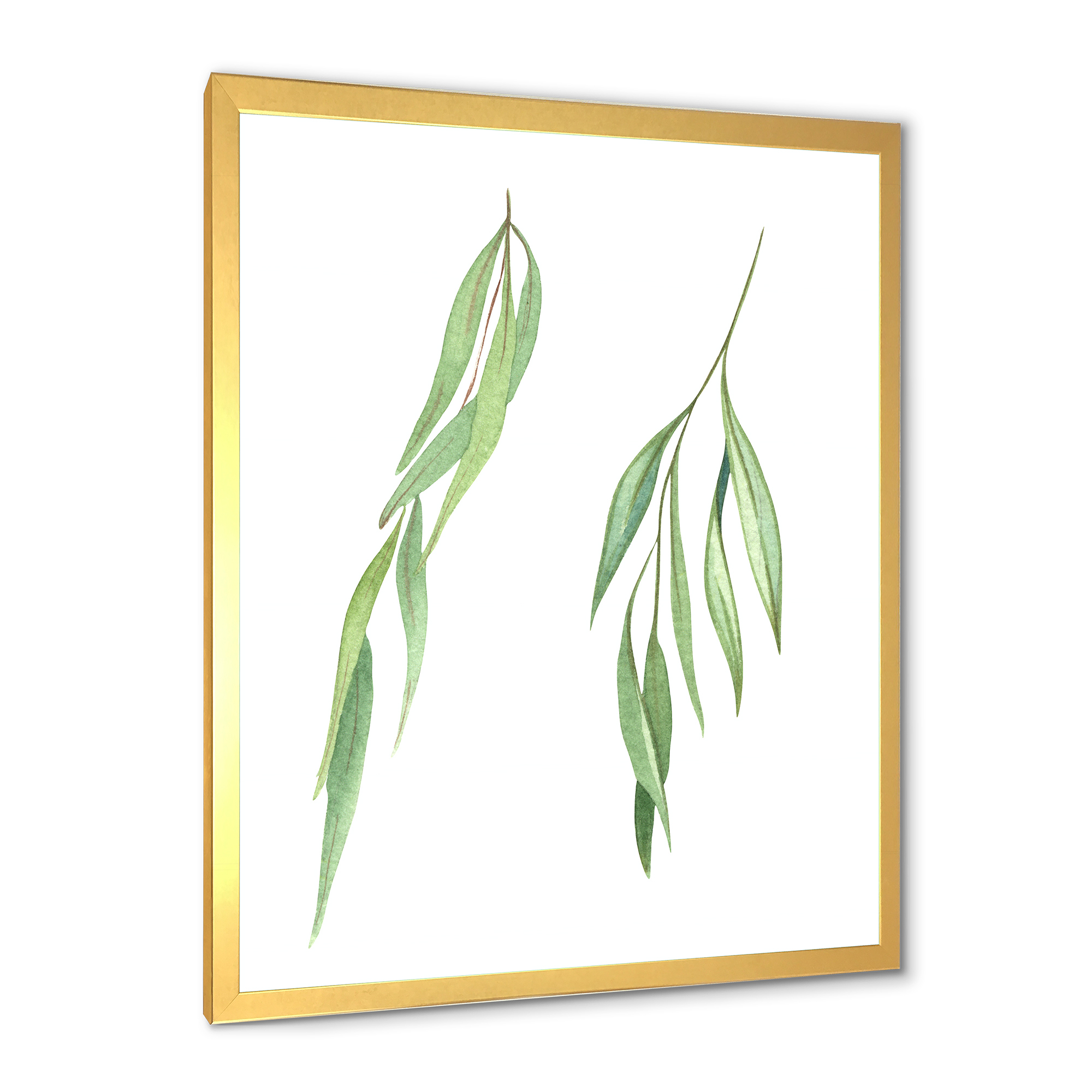 Designart 'Two Willow Branches On White' Farmhouse Framed Art Print