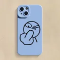 thumbnail image 3 of Phone Case For iPhone 14 Pro Max 15 11 12 13 Pro Mini XS XR X 7 8 Plus SE 2022 Funny Cartoon Man Soft Silicone Bottom Cover White M100 iPhone 15 Pro, 3 of 6