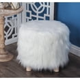 thumbnail image 3 of DecMode Polyester Stool with Faux Fur, White, 3 of 11