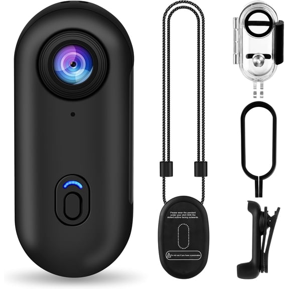 i3 4K Thumb Action Camera, Tiny Size, Mount Anywhere, Small Body Camera with Spring Clip, Portable Vlogging, Hands-Free POV Recording, Helmet Cam for Cycling, Motorcycle (64G-Card, Black)