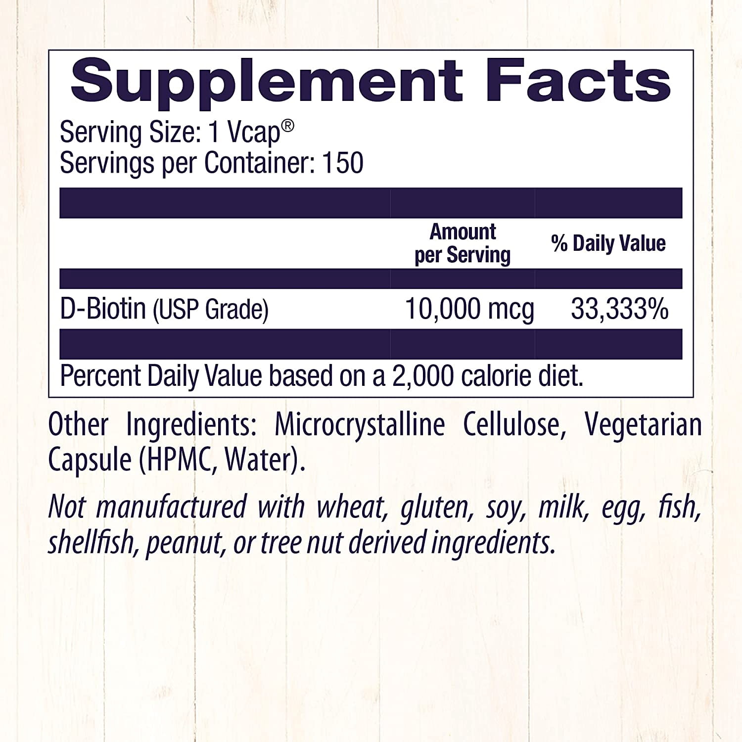 Healthy Origins Biotin 10,000 mcg (USP Grade, Non-GMO, Gluten Free, Hair Support, Nail Support), 150 Veggie Caps