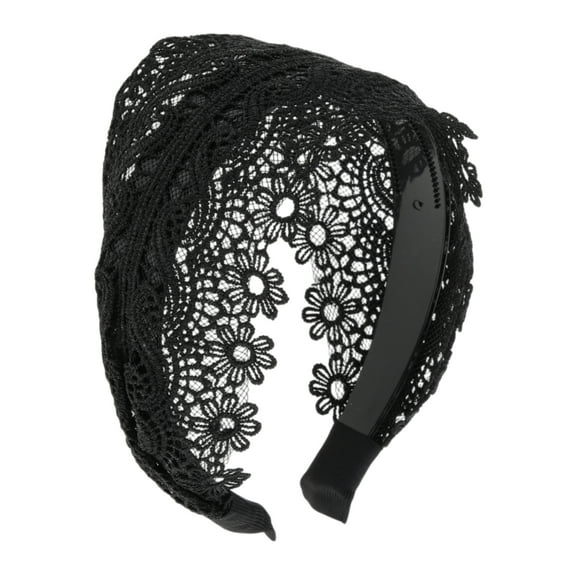 Unique Bargains 1 Pc Simple Embroidered Headband 5.51"x4.53" Black