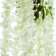 thumbnail image 4 of Sinhoon 12 Pack Artificial Wisteria Vine Ratta Fake Wisteria Hanging Garland Silk Long Hanging Bush Flowers String Home Party Wedding Decor (White), 4 of 6