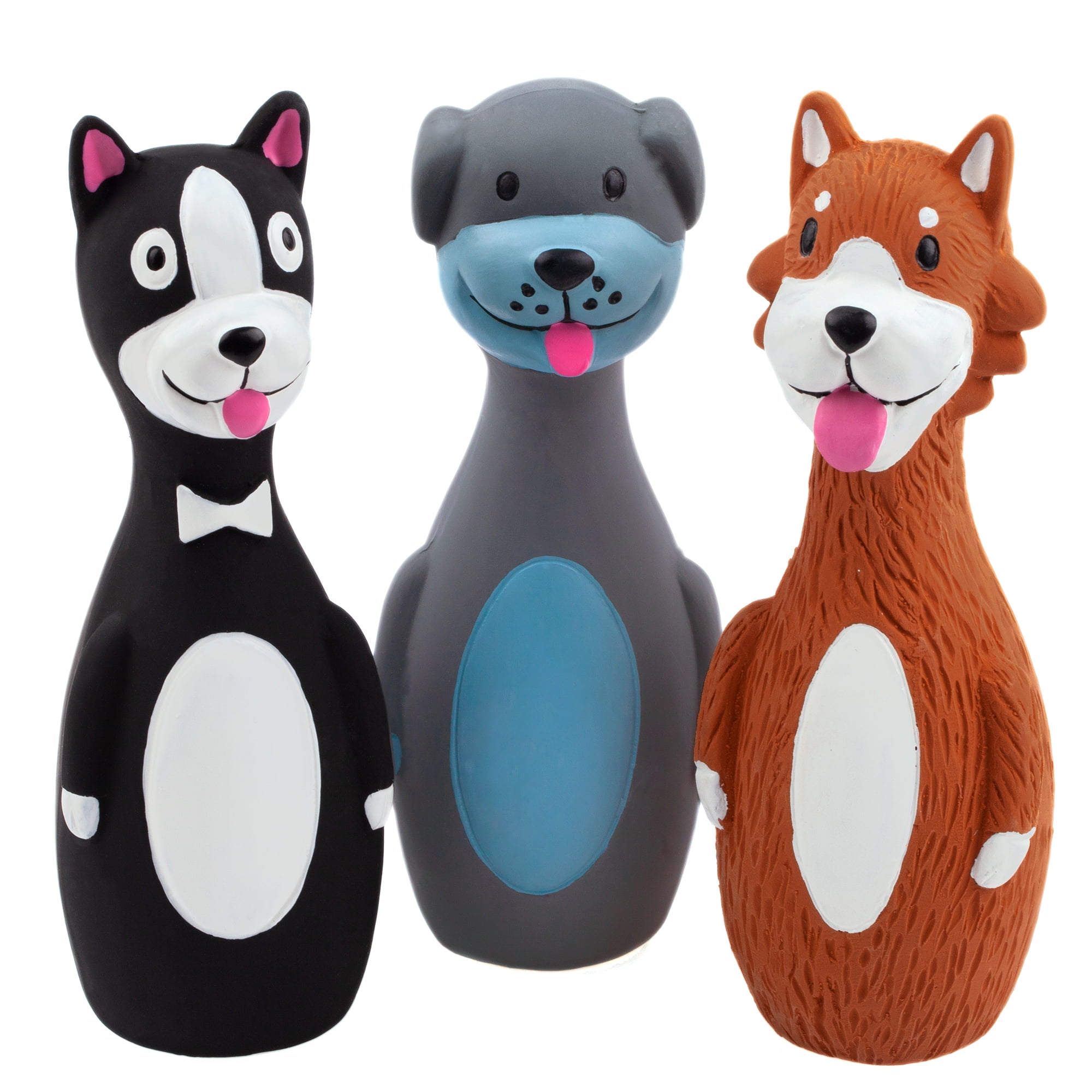 Chiwava Squeaky Latex Dog Toys Standing Stick Dog Puppy Fetch Interactive Play for Small Dogs 3 Pack 5.7'