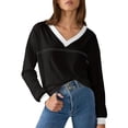 thumbnail image 2 of Only Moment Black Women's Long Sleeve Shirts V Neck Tunic Tops Pullover Sweaters Business Casual Blouses Fall Fashion 2026 S, 2 of 6