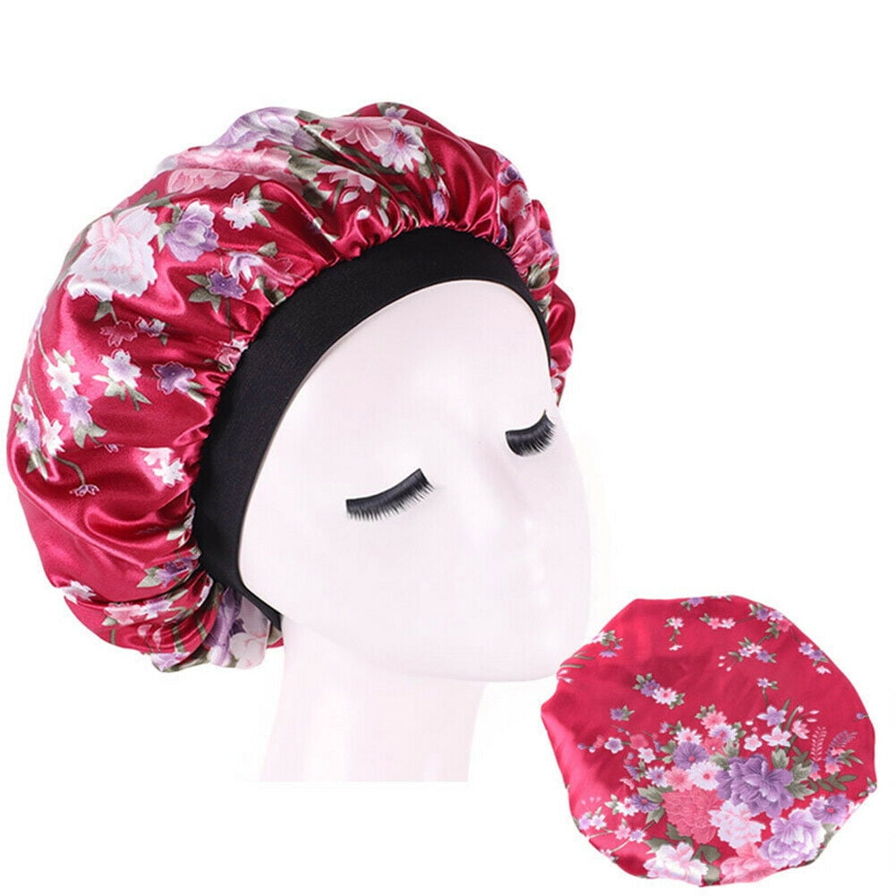 Women Satin Hair Bonnet Cap For Bath Silk Head Cover Wide 