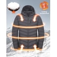 thumbnail image 5 of Men's Packable Hooded Puffer Jacket, Water Resistant Windproof with 5 Zip Pockets for Hiking Travel Grey M, 5 of 8