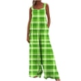 thumbnail image 6 of BiZtdJrK St Patricks Outfits for Women Cute Shamrock Irish Overalls Summer Loose Sleeveless Jumpsuit Linen Holiday Rompers Green L, 6 of 8