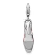 thumbnail image 3 of Amore La Vita  Sterling Silver Rhodium-plated Polished 3-D Red Enameled CZ High Heel Shoe Charm with Fancy Lobster Clasp, 3 of 4