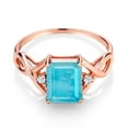 thumbnail image 2 of Gem Stone King 1.86 Ct Emerald Cut Green Turquoise 18K Rose Gold Plated Silver Ring (Size 7), 2 of 5