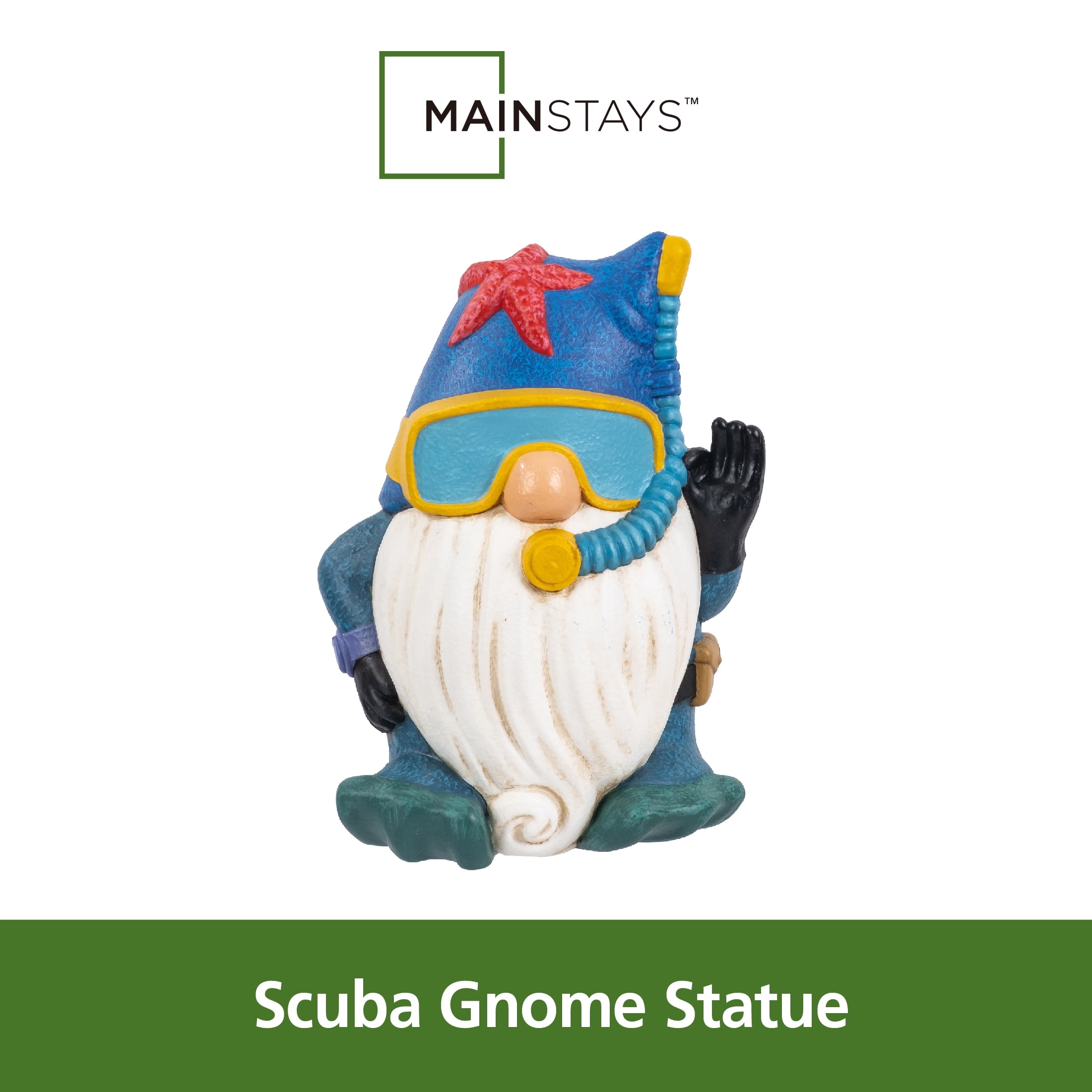 Mainstays Coastal Diver Gnome Outdoor Garden Statue, Weather-Resistant