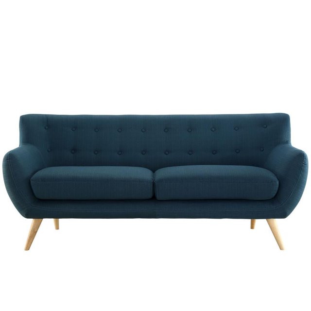 Modway Remark Sofa Moderne Rembourré en Tissu Capitonné Bleu Azur