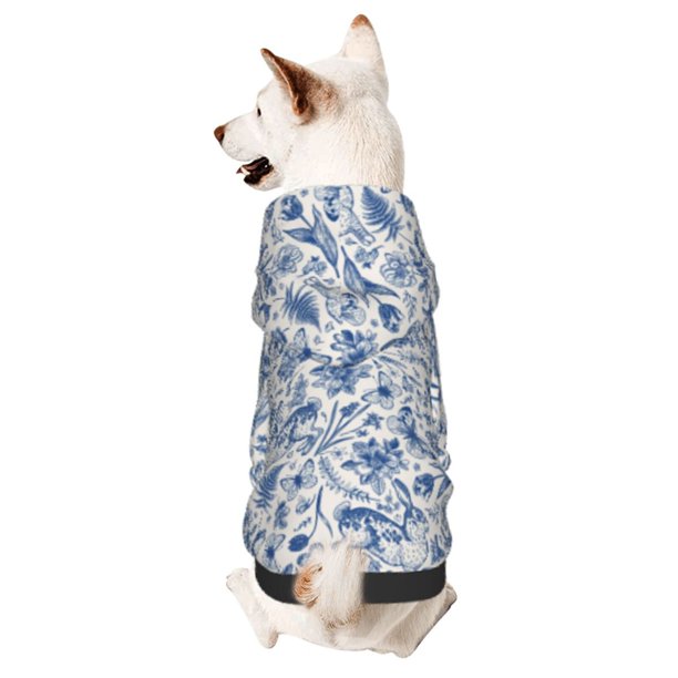 Fotbe Rabbit And Butterfly Sudadera con Estampado para Perros Pequeños – Suéter con Capucha para Mascotas, Tela Suave de Forro Polar con Bolsillo-Large