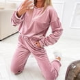 thumbnail image 4 of RQYYD Tracksuit Sets Womens Velour Sweatsuit Casual Loungwear 2 Piece Jogging Suits Velvet Pullover Solid Casual Sets on Clearance (Pink,L), 4 of 5