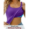 thumbnail image 5 of Sociala Women's Cotton Tank Tops with Built-in Shelf Bra Adjustable Wide Strap Camisoles Basic Cami Shirts, 2-Pack, 5 of 6