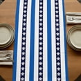 thumbnail image 5 of Coastal Turtle 70 Inch Table Runner, Blue Stripe Navy White Geometric Ocean Farmhouse Dresser Scarf Cotton & Linen Tablerunner for Dining/Kitchen Island/Holiday Party Décor 13" x 70", 5 of 9
