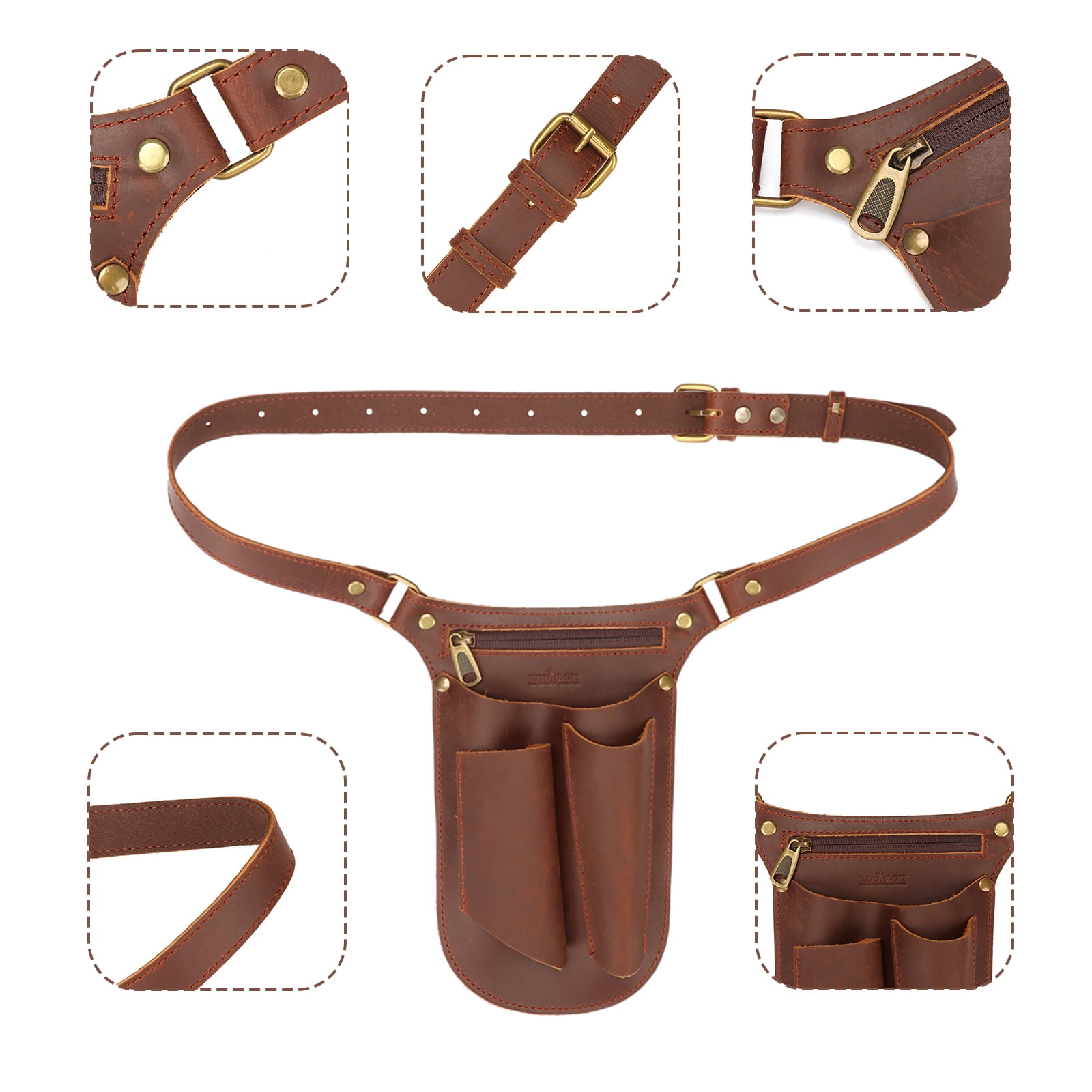 Tourbon Leather Gardener Carry Pouch Florists Tool Belt Bag for Carpenter with 4 Pockets