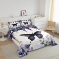 thumbnail image 3 of Purple Butterfly Bedding Set,Wisteria Florals Queen Comforter Sets Rustic Plants Down Comforter Lavender Decor Quilt Set, 3 of 7