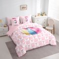 thumbnail image 3 of jejeloiu Watercolor Graffiti Football 7 Pieces Bedding Comforter Set,Cartoon Bowknot Print Full Bedding Set For Bow Lover Reversible, 3 of 8