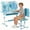 Blue #3, variant on YNCE Kids Desk and Chair Set, Height Adjustable Kids Art Desk, Ergonomic Study Table for Kids, Childrens Table and Chair Set with Cartoon Pattern, Drawer, Bookshelf, Spacious Table for Kids