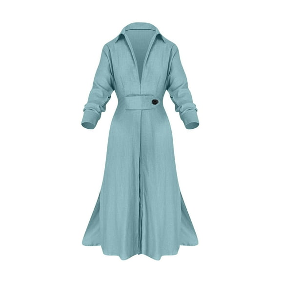 WJHWSX Womens Fall Dresses,Casual Dresses for Women,Fall Dresses for Women 2025,Long Sleeve,Pockets,Easy Care,Solid,M(US:6)