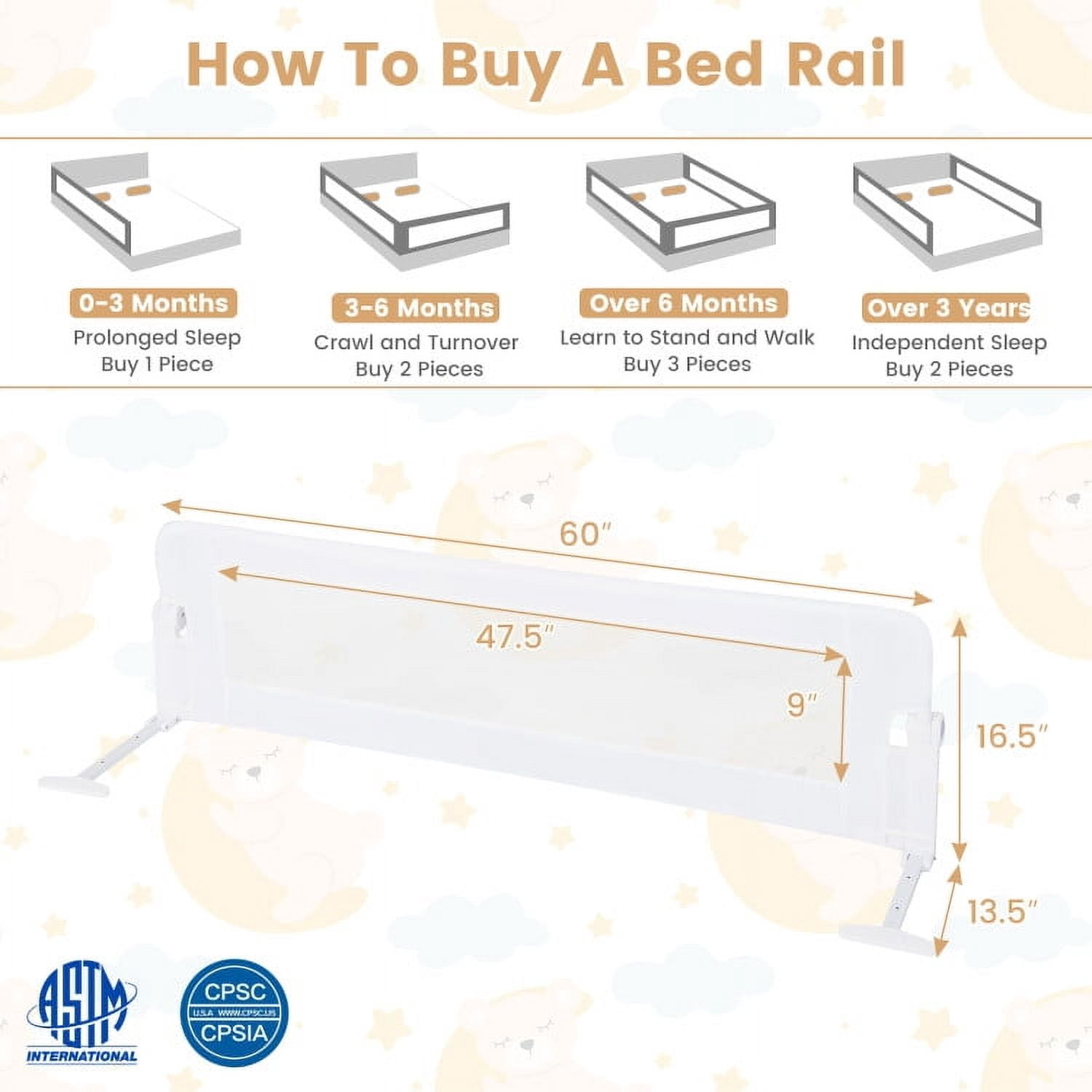 YYAo Baby Bassinet, Bedside Bassinet, Baby Bassinets Bedside Sleeper,Foldable Bed Rail Swing Down Baby Bed Guard Rail-White