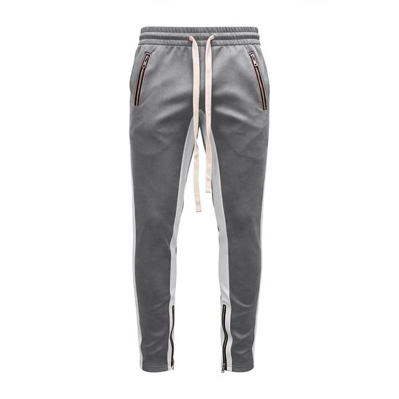 Hurxie Mens Track Pants with Ankle Zipper Slim Athletic Fit Sweatpants Gray,M