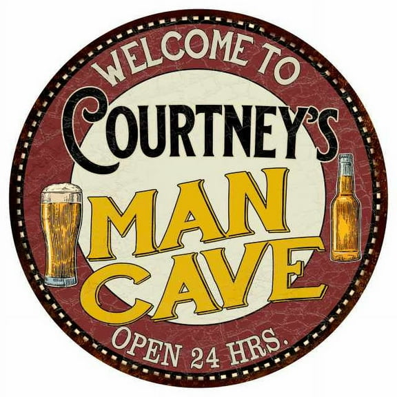Courtney's Man Cave 12" Round Metal Sign Kitchen Bar Wall Décor 200120035464