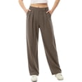 thumbnail image 2 of BADHUB Womens Dress Pant Pleat Business Casual High Waisted Pant Fashion Offic Slack Solid Color Trousers Coffee M, 2 of 6