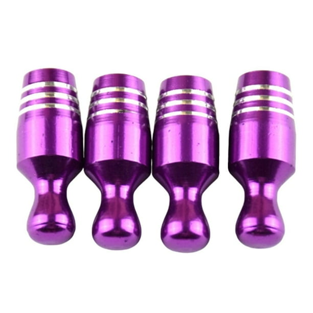 4Pack de válvus para automóvil con tapa de válvu de bicicleta de aleación para maletero - Púrpura Macarena Tapa de válvula de bicicleta