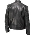 thumbnail image 2 of Motorcycle Black Leather Jacket Men - Vintage Biker Cafe Racer Real Lambskin Black Mens Motorcycle Jackets, 2 of 2
