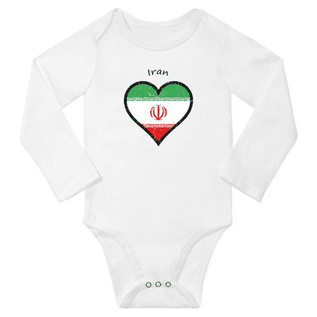 

Iran Flag Heart Love Baby Long Sleeve Clothing Bodysuits (White 18 Months)