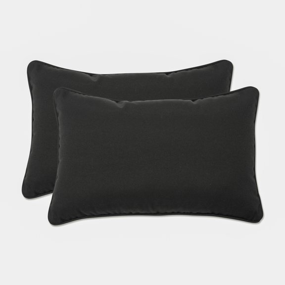 Pillow Perfect Outdoor Fresco Corded Rectangular Throw Pillow (Set of 2) Black