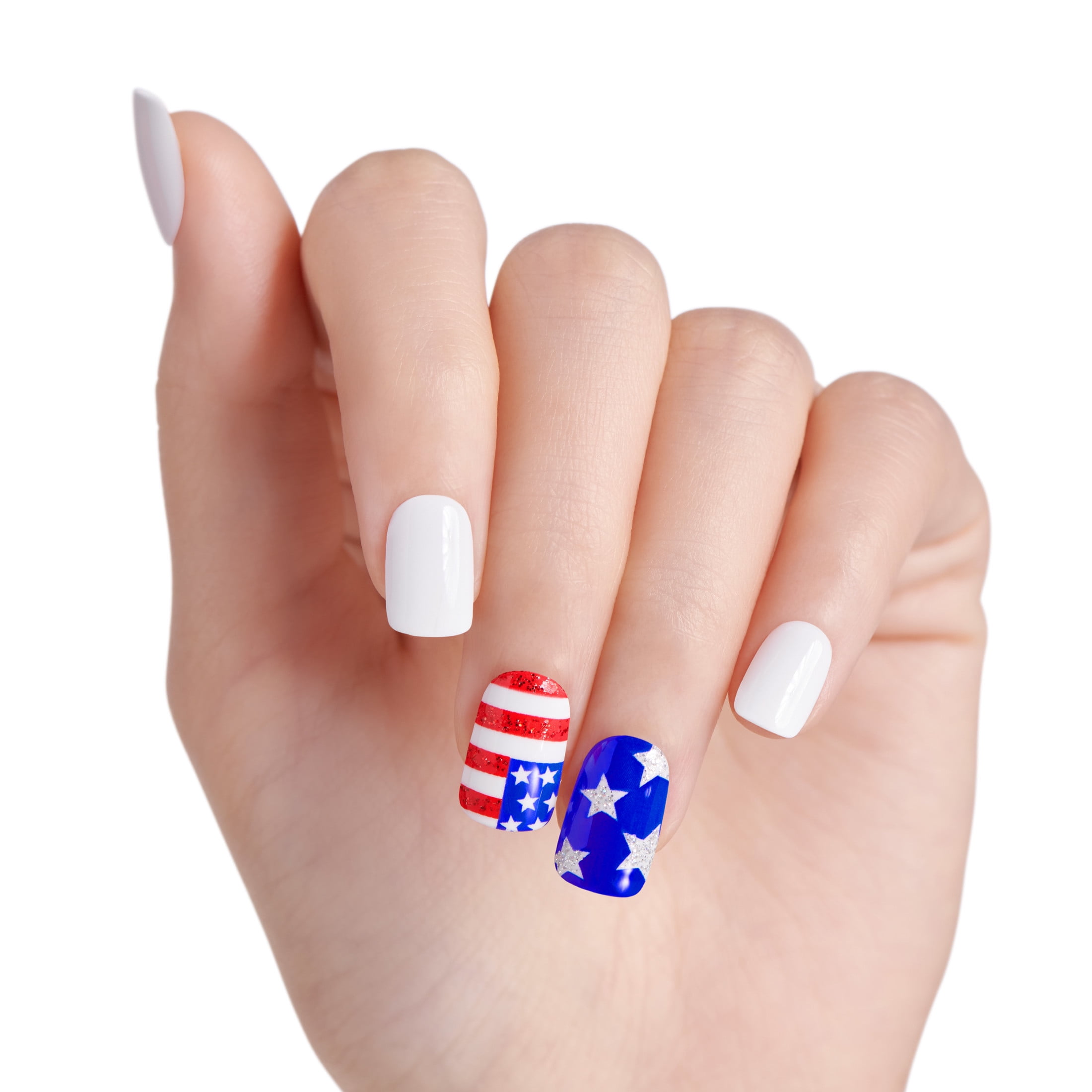 imPRESS Patriotic Press On Nails, ‘Friday Slay, Multicolor, Short Squoval, 30 Count