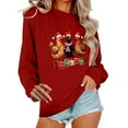 thumbnail image 2 of Xdegoge Women'S Christmas Sweatshirt Crew Neck Long Sleeve Tops Xmas Cute Graphic Shirts Merry White Christmas Shirts for Women Ladies Tops And Blouses, Wine L, 2 of 6