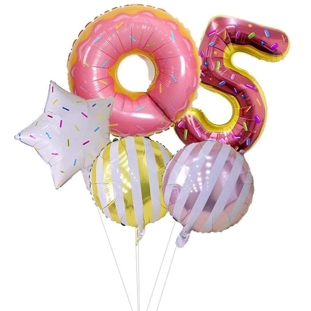 32 Inch Birthday Balloon Set Birthday Party Decoration Donut Props Set Indoor Number Star Balloon Set Type 9