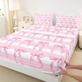 thumbnail image 4 of Manfei Teens Kawaii Ribbon Bow Tie Full Size Sheets 4-Piece,Kids Girls Geometric Stripes Bed Sheets,Ultra Soft Home Decor, 4 of 5