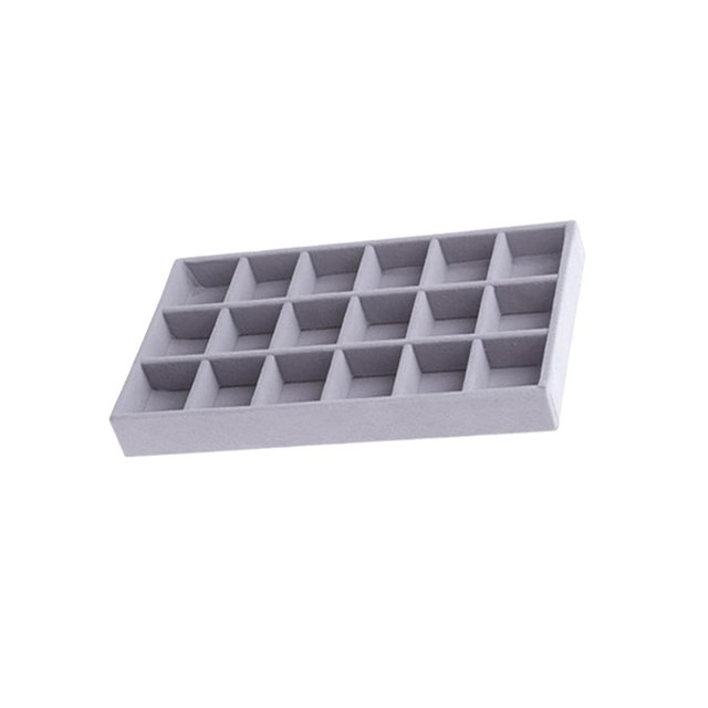 kurtrusly Stackable Jewelry Tray Multipurpose Portable Velvet for Rings Earring Bangle 18 Grids Style A 1Set