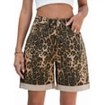 thumbnail image 3 of Women'S High Waist Long Jean Shorts for Women Ripped Distressed Jeans Short Leopard Print XL, 3 of 9