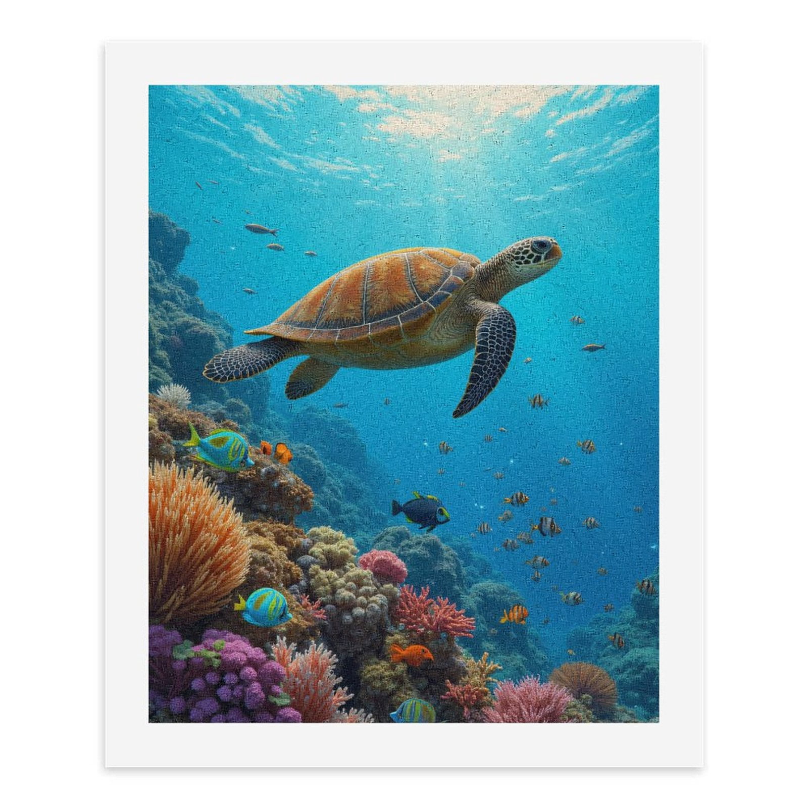 Paint by Numbers Kit for Adults, Underwater Sea Turtle Coral Reef Paint by Numbers, Easy Paint by Numbers Kit for Adults Beginner, DIY Adult Paint by Number Kits on Canvas, Home Decor