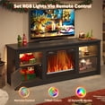 thumbnail image 5 of Bestier 63" Fireplace TV Stand for TVs Up to 70 inch, Entertainment Center with Electric Fireplace, Storage Cabinets, LED Lights, Open Shelves and Cable Holes, Media Console for Living Room, Black, 5 of 11
