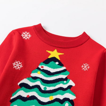 

nsendm 1 Year Old Girl Clothes Winter Toddler Boys Girls Christmas Trees Cartoon Sweater Long Sleeve Warm 5t Hoodies for Girls Sweater Red 5-6 Years