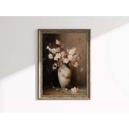 Dark Academia Pink Flower Bouquet Vintage Moody Floral Able Antique Gothic Farmhouse Wall Decor Home Decor, 8x12 UNFRAMED